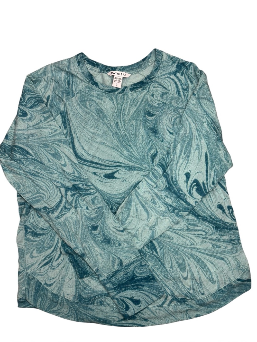 Athleta Mindset Sweatshirt Marbled Teal Turquoise Modal L